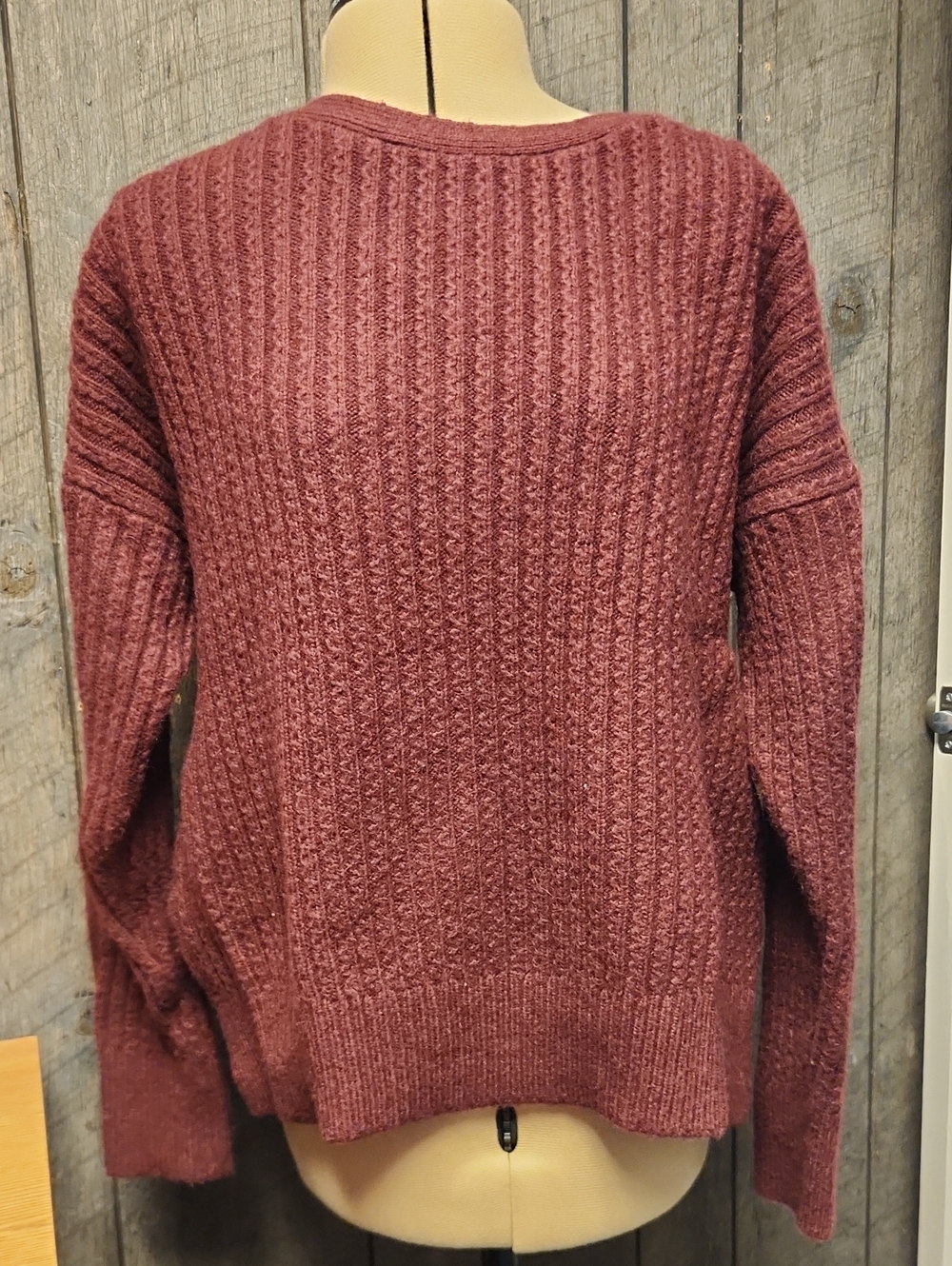Ann Taylor Ribbed Scoop Neck Sweater Dark Cranberry